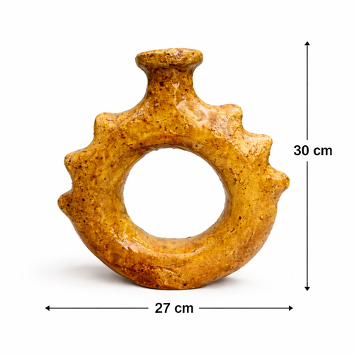 Handcrafted Ceramic Ring Candle Holder – Mustard Glazed Decorative Piece