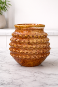 Handcrafted Textured Ceramic Vase – Mustard Glazed Decorative Planter