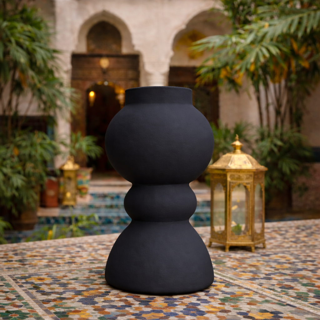 Matte Black Sculptural Vase