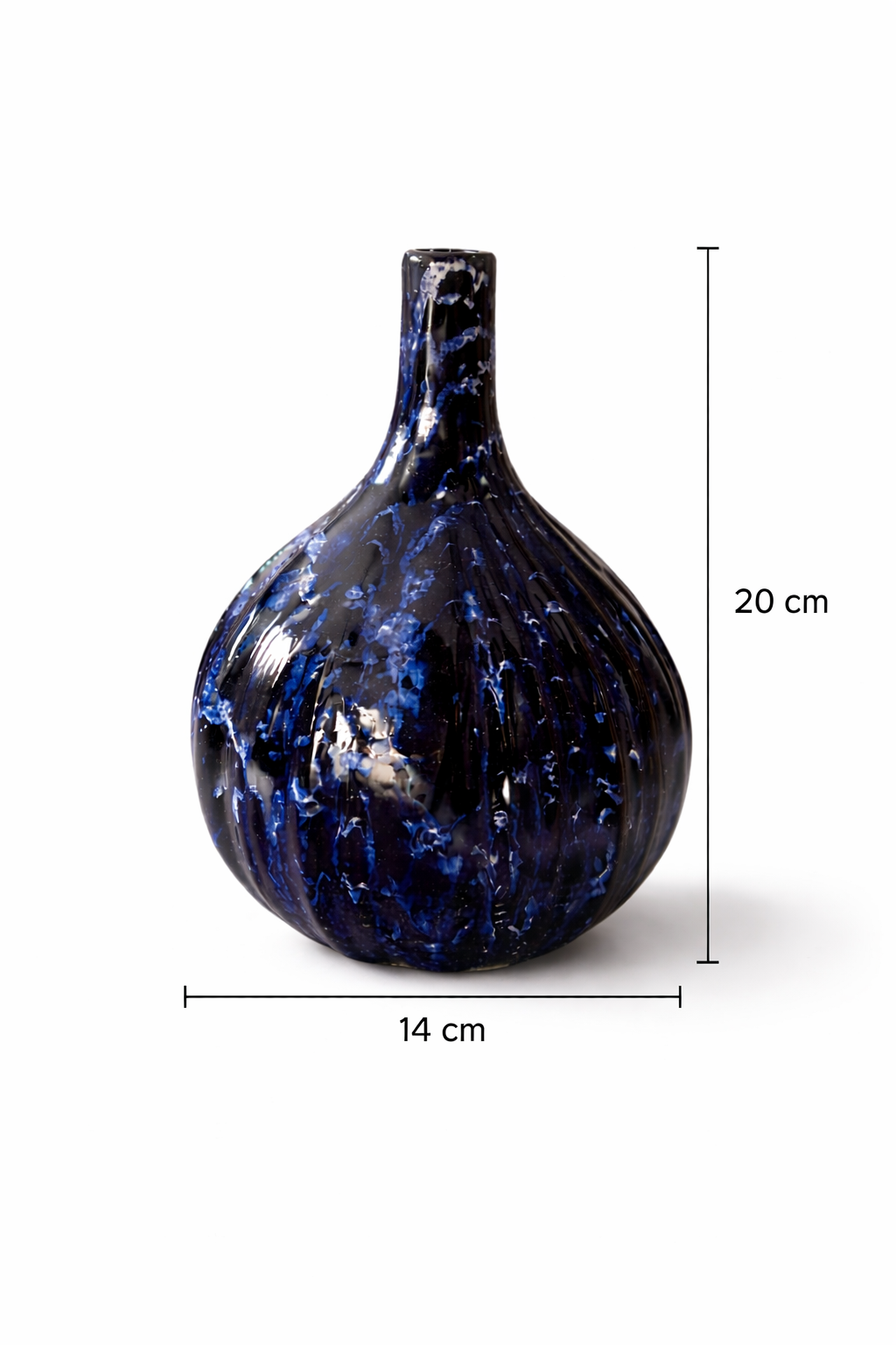 Handcrafted Decorative Ceramic Vase in Deep Blue