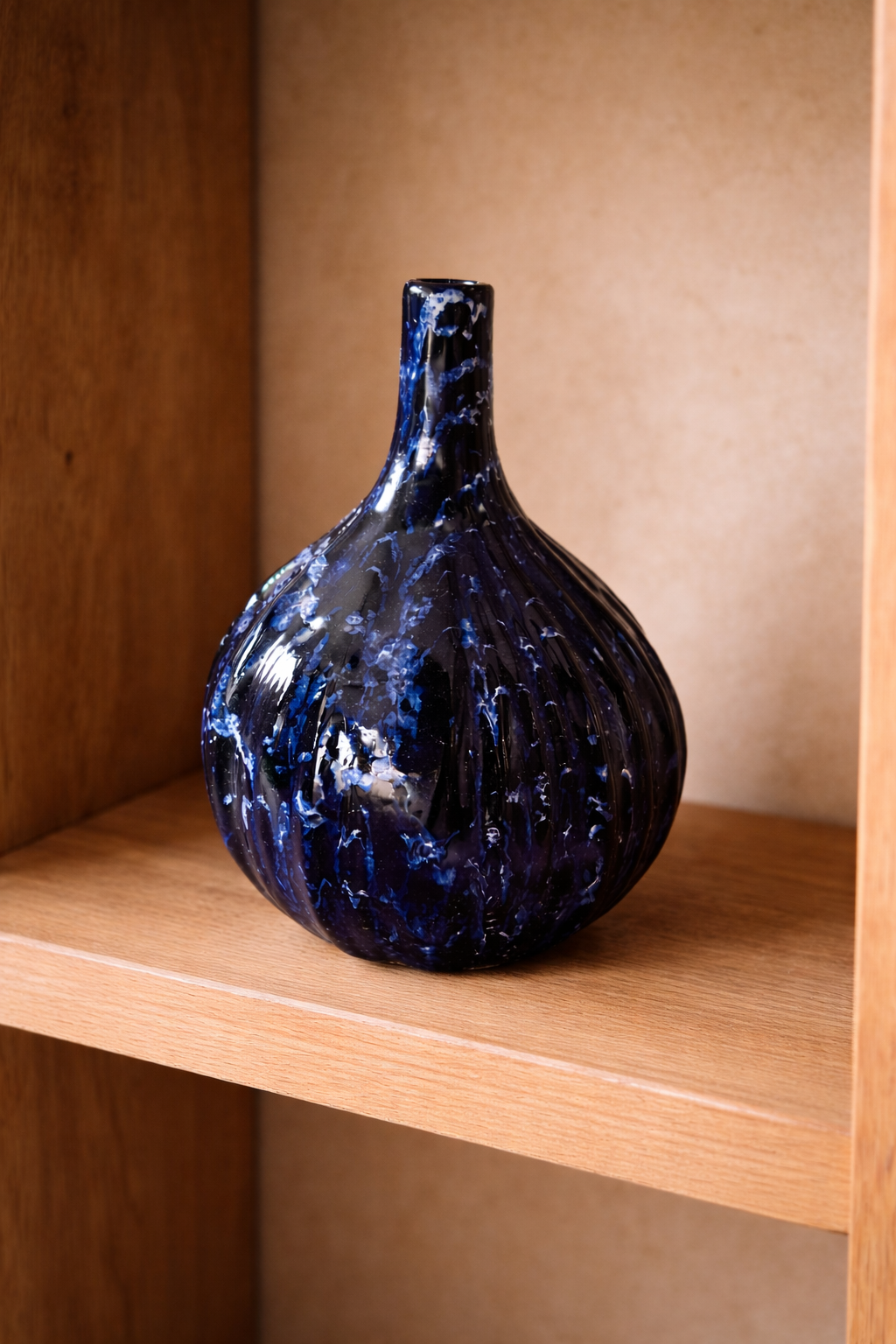 Handcrafted Decorative Ceramic Vase in Deep Blue