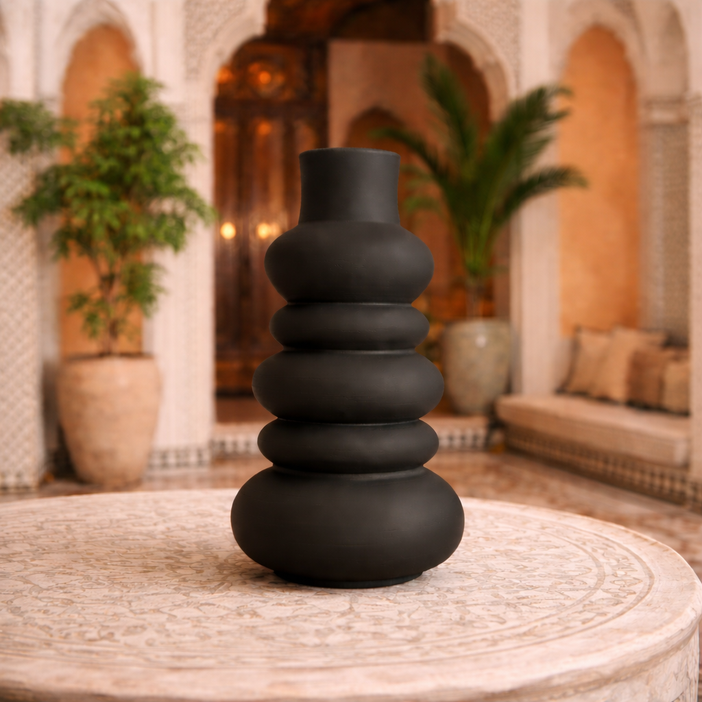 Matte Black Sculptural Vase