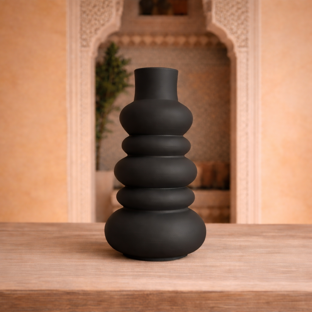 Matte Black Sculptural Vase