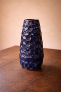 Handcrafted Textured Ceramic Vase in Deep Blue