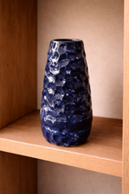 Handcrafted Textured Ceramic Vase in Deep Blue
