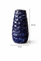 Handcrafted Textured Ceramic Vase in Deep Blue