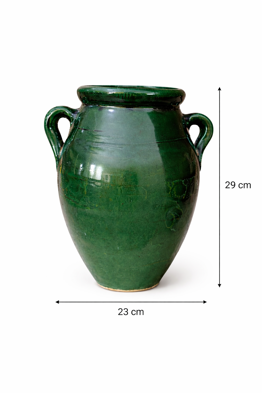 Handcrafted Green Ceramic Amphora Vase