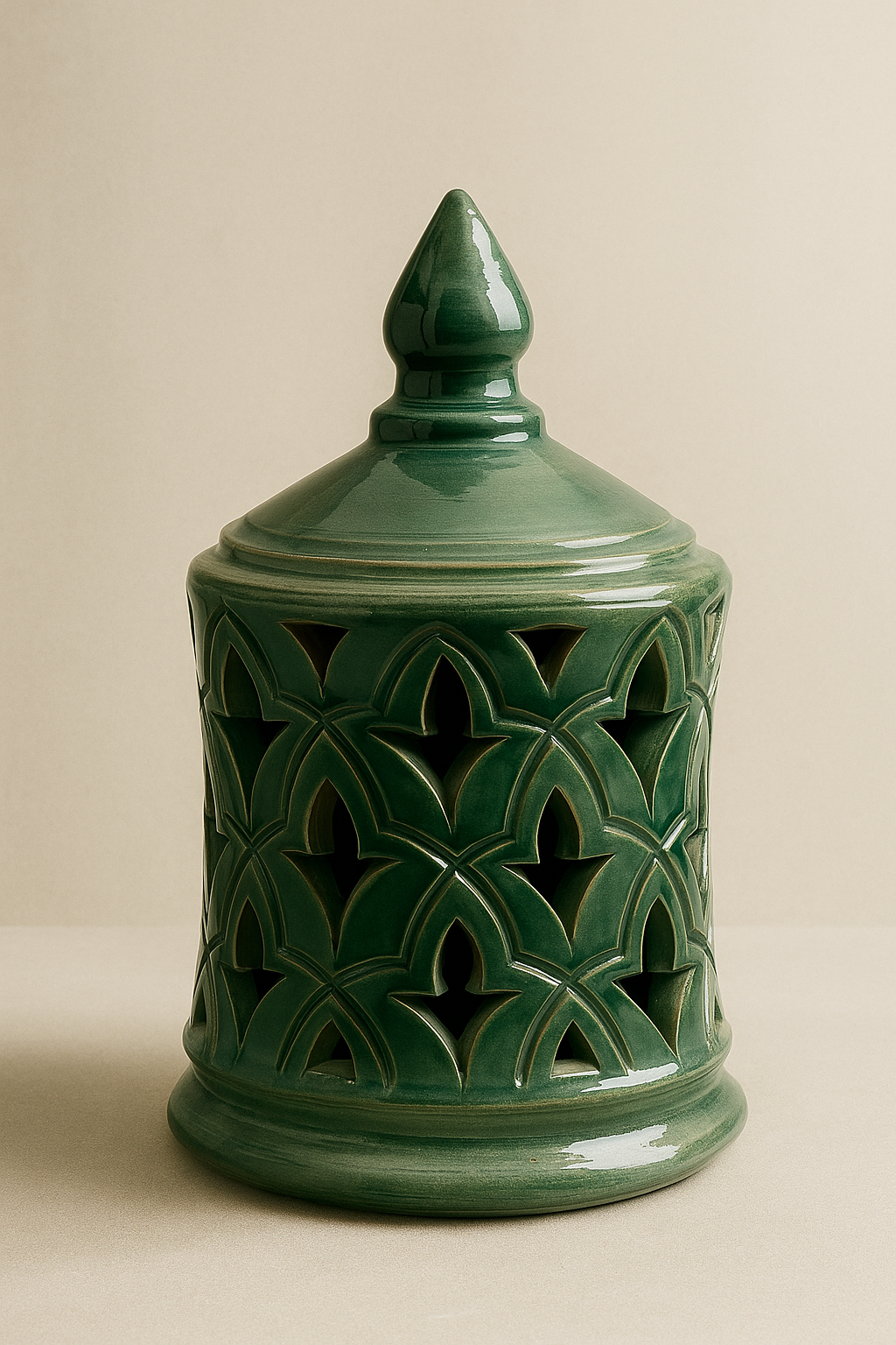 Handcrafted Ceramic Lantern – Atlas Green