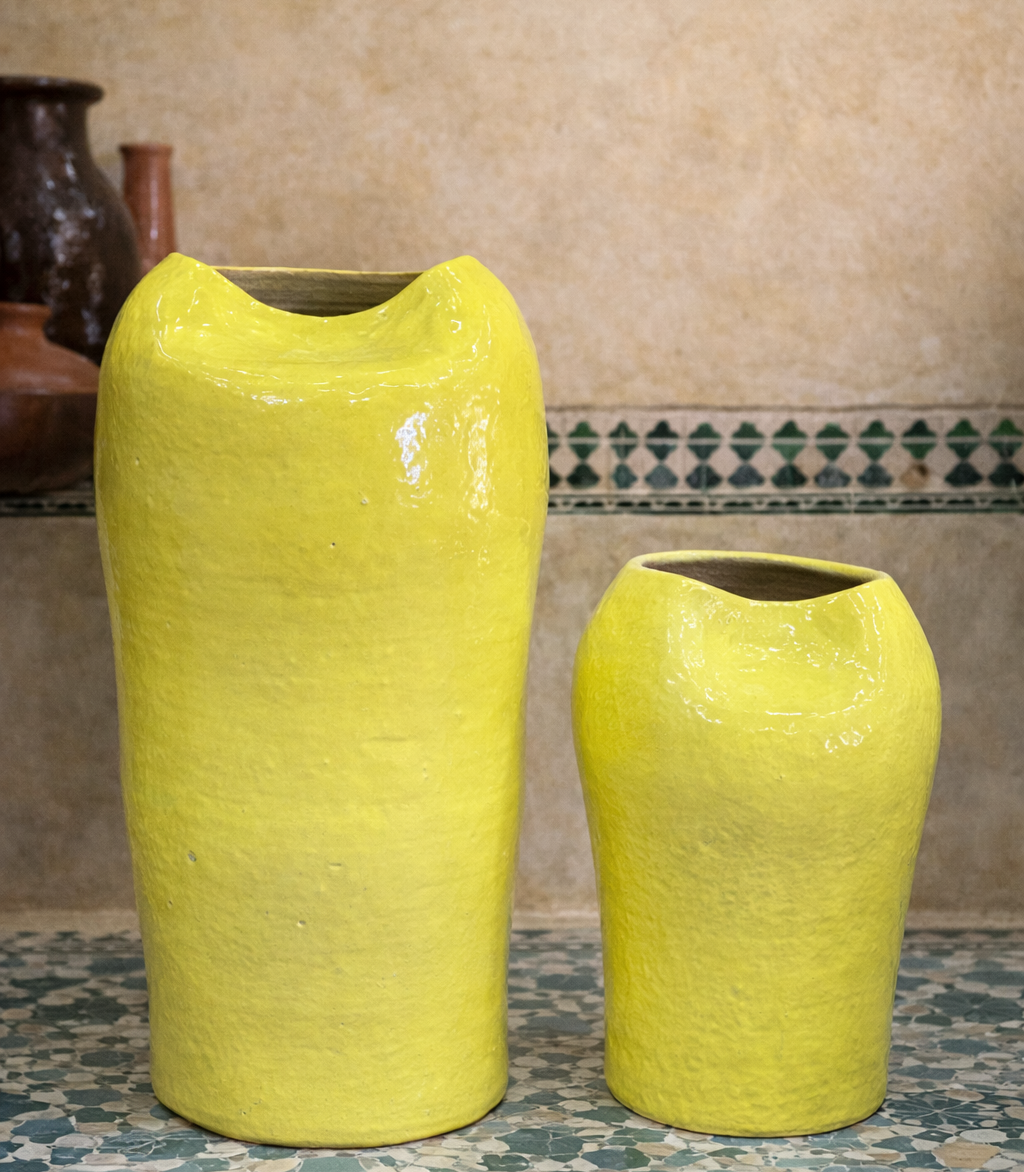 Sunlit Moroccan Ceramic Vases