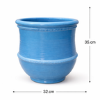 Handcrafted Blue Ceramic Planter – Glossy Decorative Pot