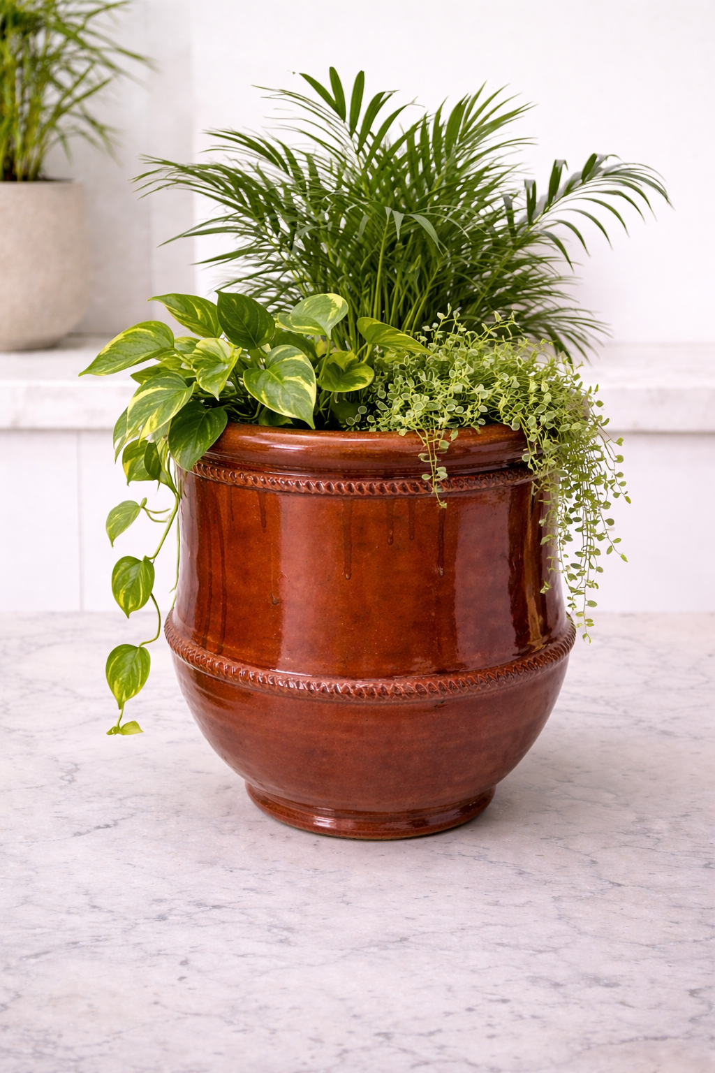 Handcrafted Sky Blue Ceramic Planter – Glossy Decorative Pot