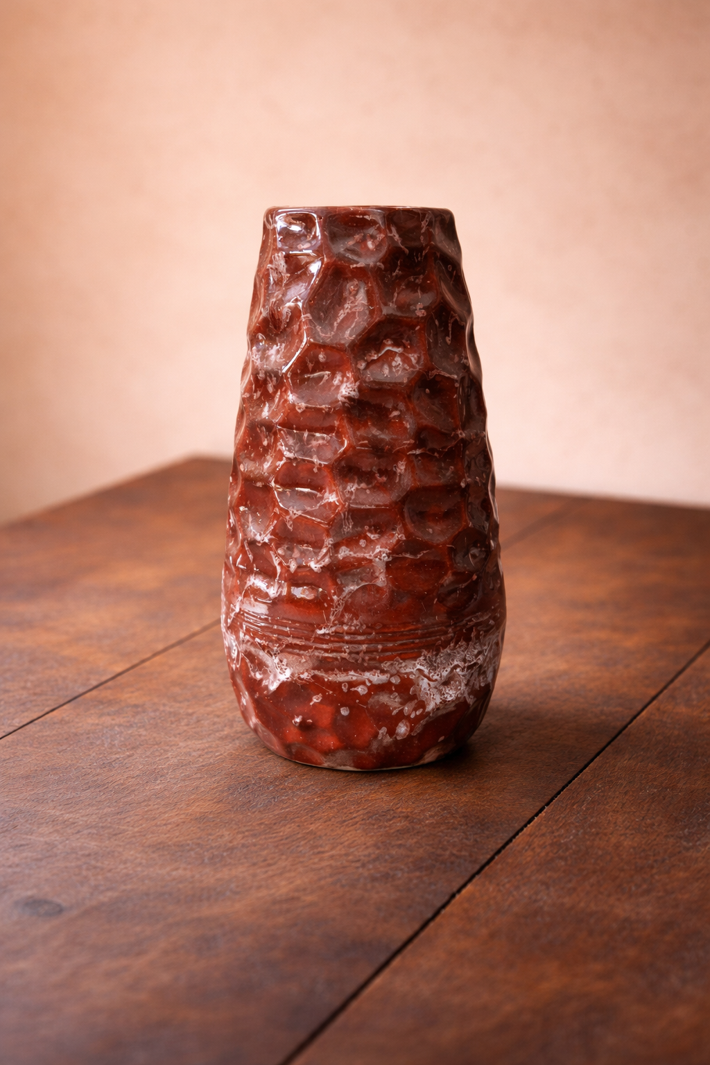 Handcrafted Textured Ceramic Vase in Red