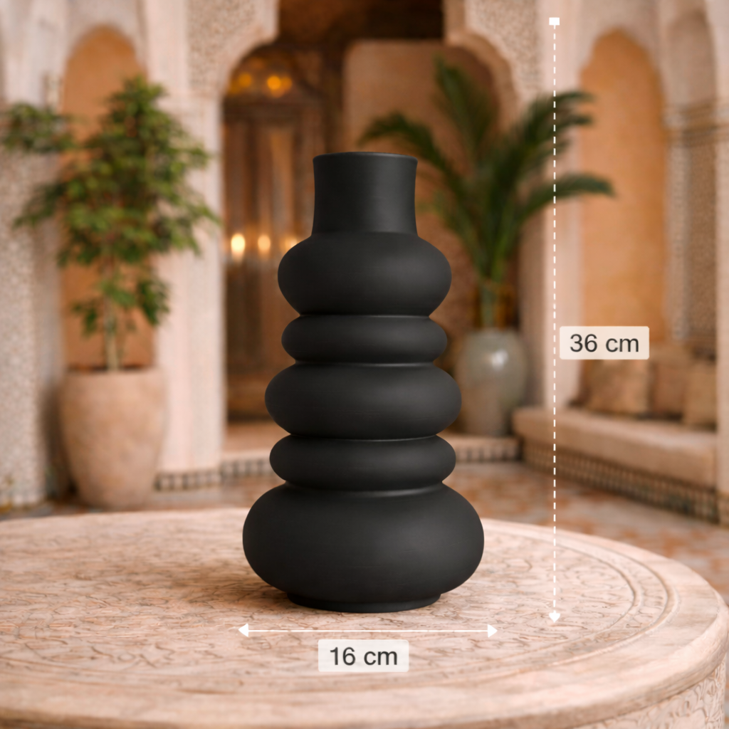 Matte Black Sculptural Vase