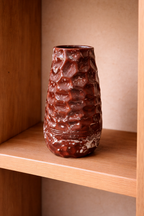 Handcrafted Textured Ceramic Vase in Red