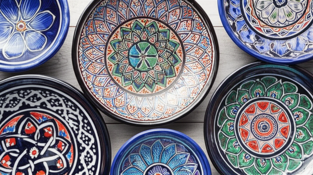 Assiettes décoratives en poterie marocaine