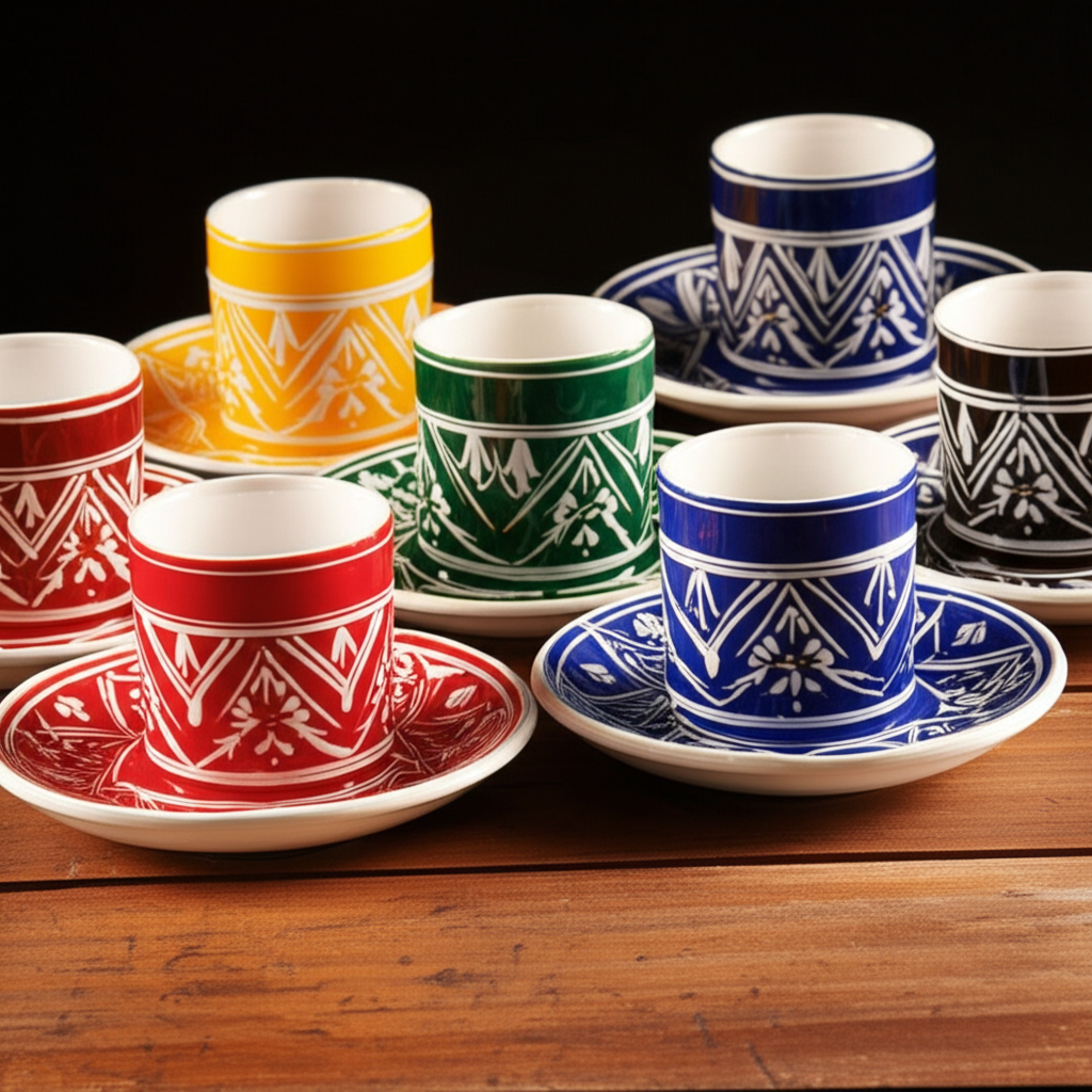 Tasses à café en poterie marocaine