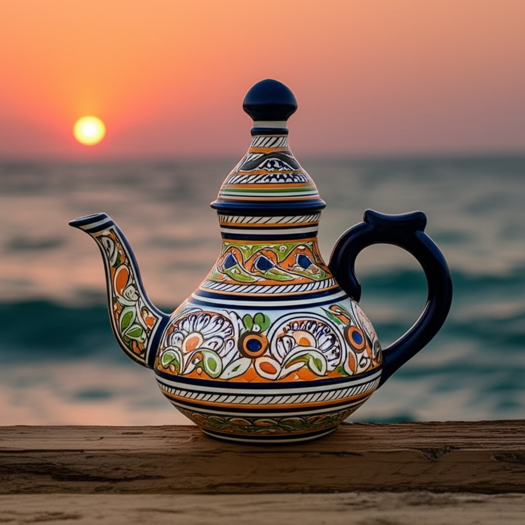 Théière artisanale en poterie marocaine