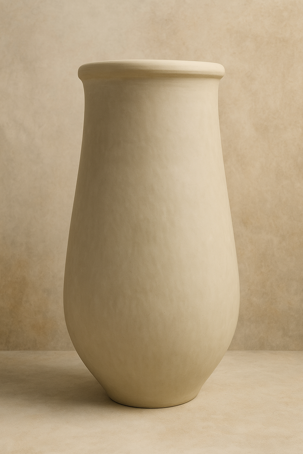 Grand vase élégant beige en poterie marocaine